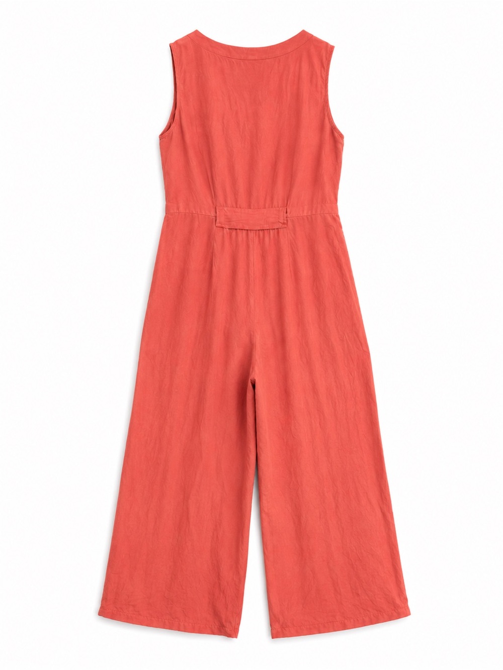 A New Day Coral Linen Blend Jumpsuit Sleeveless V-Neck Button-Front Wide leg - Picture 3 of 7